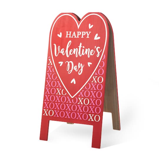 Glitzhome&#xAE; 24&#x22; Valentine&#x27;s Double Sided Wooden Easel Porch D&#xE9;cor